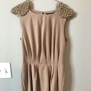 Worn once formal midi dress with open back /pearls
